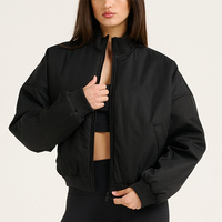 Veste de sport zippée oversize pour femme 2026, coupe courte, coupe-vent, col montant, décontractée, pour l'entraînement