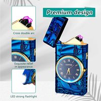 Pemantik rokok tahan angin USB logam mewah, pemantik api rokok perahu layar tanpa api dengan senter, hadiah bisnis