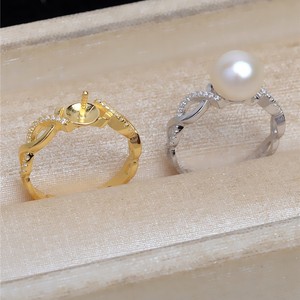 S925 Silver <b>Pearl</b> Ring Accessories Female DIY Fried Dough Twists Empty Holder 7-9 Open Ring Hand Jewelry Product <b>Loose</b> <b>Pearls</b> - Product Image 1