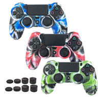 Coque de Protection Antidérapante en Silicone avec 4 Types de Protections de Joysticks Adaptée aux Accessoires de Manette Sans Fil PS4