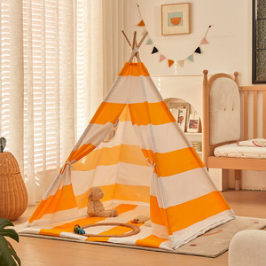 Tente de jeu pour enfants en toile et en bois, maison de jeu pop-up de style <span class=keywords><strong>tipi</strong></span>, jouet sportif pour enfants, tentes avec décorations et <span class=keywords><strong>tapis</strong></span> - Product Image 2
