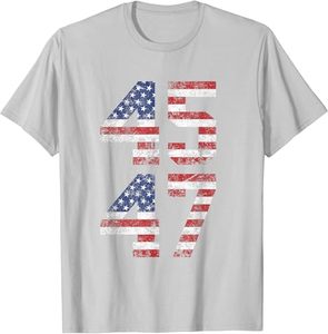 T-shirt classique style drapeau américain vintage 45-47 col rond campagne électorale américaine pour adultes - Product Image 4