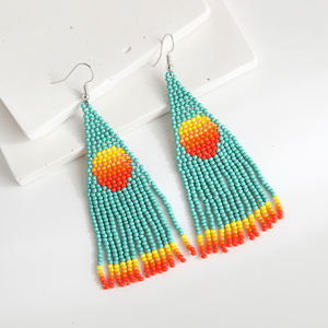 Pendientes de araña de cuentas de colores hechos a mano, accesorio de joyería de moda con diseño de puesta de sol de <span class=keywords><strong>Cactus</strong></span> - Product Image 2