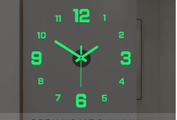 Jam Dinding 3D DIY Menyala dalam Gelap Jam Dinding Senyap Tanpa Bor Dekorasi Rumah