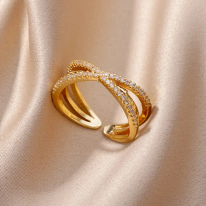 Cincin Pernikahan lebah lucu berlapis 18k, cincin pernikahan heksagonal berlian zirkonia berkilau geometris minimalis wanita - Product Image 3