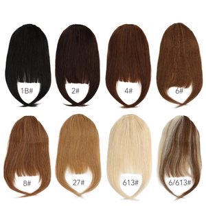 Frange a clip in capelli umani Remy 100% con taglio dritto, frangia naturale marrone cenere, <span class=keywords><strong>extension</strong></span> a clip per capelli con frangia sopra la testa - Product Image 6