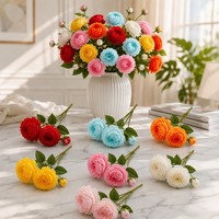 Bouquet de 3 pivoines artificielles réalistes en soie pour mariage, décoration de table, arrangement floral artificiel, centre de table