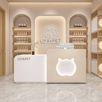 Comptoir de caisse pour animalerie, bureau d'accueil pour établissement scolaire, comptoir de réception minimaliste moderne pour magasin de vêtements, comptoir de bar