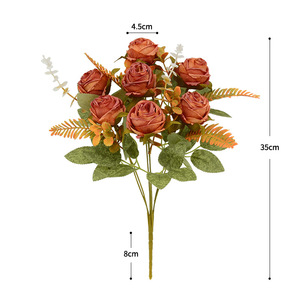 ช่อดอกกุหลาบประดิษฐ์เอลซ่า 7 ดอก ดอกไม้ผ้าไหมสำหรับตกแต่งงานแต่งงาน - Product Image 5