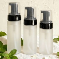 Botol Sabun Cair Berbusa Plastik PET Transparan Bulat Custom dengan Tutup Ulir 150ml 120ml, Botol Pembersih Bulu Mata Hitam dengan Pompa Busa