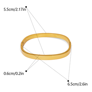 Brazalete de Acero Inoxidable con Hebilla Cuadrada Geométrica de 6mm, Chapado en Oro de 18K, Estilo Europeo Americano, Unisex, Simple, Liso y Moderno - Product Image 3