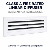 Diffuseur d'air linéaire en aluminium ABS de classe A, résistant au feu, moderne, à fixation murale pour alimentation et retour d'air au plafond en entrepôt
