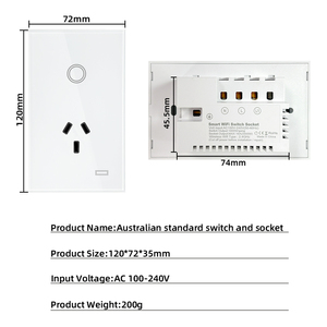 Presa Intelligente Argentina Standard Australiano con Vetro Temperato e Interruttore Touch 1/2 Gang, Controllo Remoto Tuya, Spina AU - Product Image 6