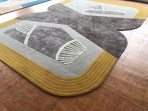 Alfombra moderna hecha a mano Capet para sala de estar, pila alta con patrón abstracto compuesto de algodón de lana de seda para oración de viaje en casa - Product Image 3