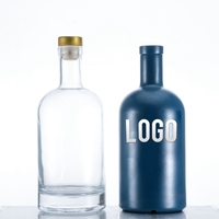 Bouteille en verre noir mat pour whisky vodka avec bouchon d'étanchéité 300Ml 500Ml 750Ml