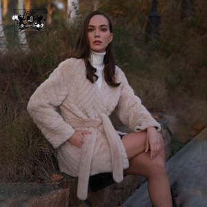 Janefur Hot <strong>Sale</strong> Winter Elegant Puffy Windproof Faux <strong>Mink</strong> <strong>Coat</strong> <strong>for</strong> Lady Custom Women Comfortable Belt Style Fake <strong>Mink</strong> Fur <strong>Coat</strong> - Product Image 3
