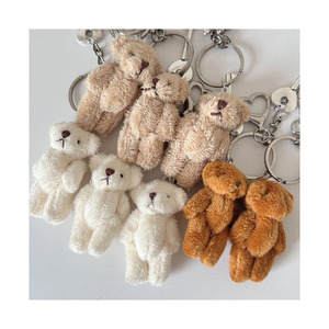 Fanhua Keychain Promotional Cartoon Flocking Small Size Fuzzy Fluffy Stuffed Toy Keychain Small Flocking Animal with Keyring