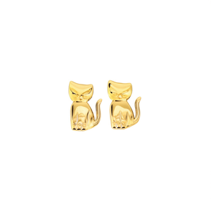 Fashion Stud <b>Earrings</b> <b>Cat</b> Shape 316L Stainless Steel PVD Gold Plating Sustainable Resistant - Product Image 2