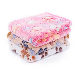 Tapis de lit chaud à imprimé de pattes, 1 paire, couvertures douces pour animaux de compagnie, chiens et chats, vente en gros - Product Image 1