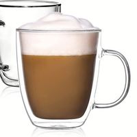 Tasses à café en verre à double paroi, isolation thermique, écologiques, pour le camping, en verre transparent, pour thé, boissons chaudes/froides, avec poignée, style américain