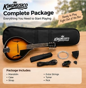 KINGMUSICO Mandolino Acustico Sunburst in Legno con Fori F per Principianti, Scuole di Musica e Musicisti Professionisti - Product Image 4