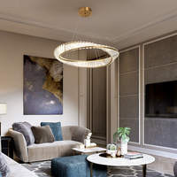 Lustre en cristal LED à 3 couleurs, diamètre 60cm, 33W, avec câble de 100cm, hauteur réglable, lampe suspendue pour chambre à coucher, salle à manger