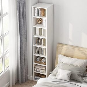 Estantería <span class=keywords><strong>de</strong></span> escritorio moderna <span class=keywords><strong>de</strong></span> madera <span class=keywords><strong>de</strong></span> roble WenFeng, <span class=keywords><strong>librero</strong></span> esquinero estrecho y pequeño <span class=keywords><strong>de</strong></span> 47 pulgadas <span class=keywords><strong>de</strong></span> alto, independiente, con 4 compartimentos abiertos para oficina en casa o dormitorio - Product Image 6
