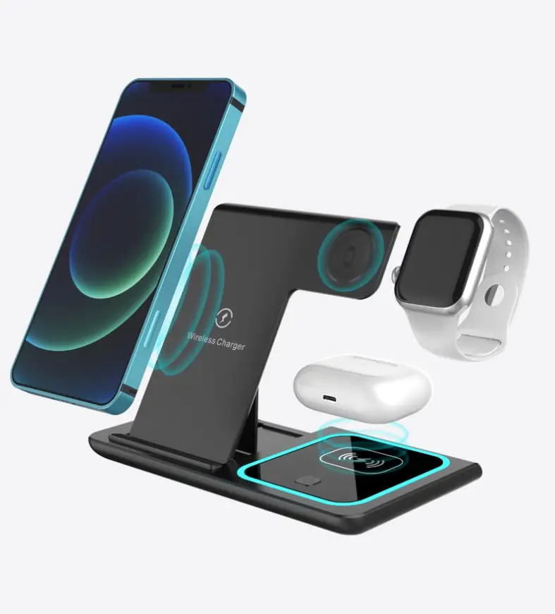 multi function universal QI wireless charger stand portable folding 15W Fast charging wireless desktop charge