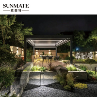 Pergola motorisée Sunmate avec toit à lames orientables automatiques, imperméable, en aluminium, pour extérieur, pavillon, bande lumineuse LED, AS230, balcon, poudre