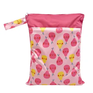 Sac à couches pour bébé 30*40cm imperméable PUL imprimé sacs à couches à double poche sac à linge humide pour bébés couche lavable
