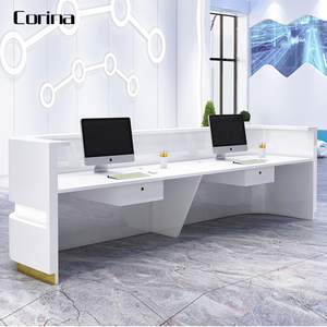 Comptoir de réception de luxe en pierre artificielle avec éclairage LED pour hôtel, salon de beauté, salon de coiffure - Product Image 6