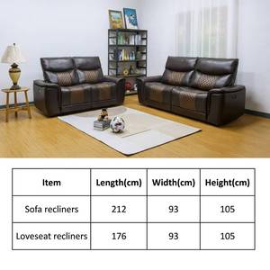Juego de Muebles Modernos para Sala de Estar, Sofá de Cuero Reclinable Manual de 3+2 Plazas con Respaldo Estampado para Cine en Casa - Product Image 3