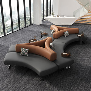 Sofá de Hotel con Diseño Arqueado, Superficie de Contacto de Cuero Resistente para Recepción de Negocios y Sala de Espera - Product Image 1