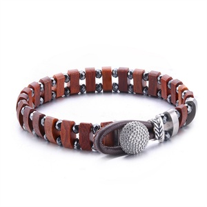 Nueva Joyería de Moda, Brazalete Vintage de Acero Inoxidable y Madera de Palisandro para Hombre - Product Image 4