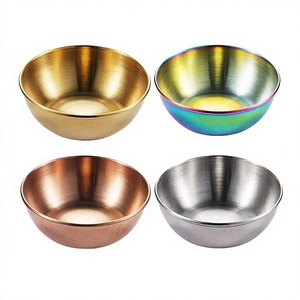 4pcs Eco-Friendly Engraved Stainless Steel Condiment Serving Cups Plant Appetizer Plates Soy Sauce Bowl Saucer Dish <b>Dipping</b> - Product Image 2