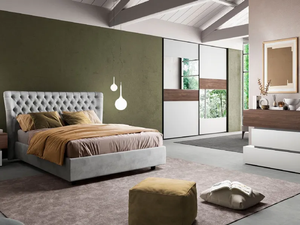 Lit moderne Letti avec espace de rangement, sommier à lattes, revêtement en velours, cadre en bois, système de levage à gaz, tête de lit rembourrée, respectueux de l'environnement - Product Image 1