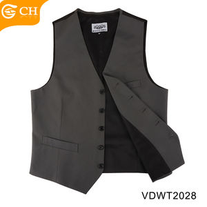 पेशेवर आपूर्तिकर्ता पांच बटन चालीको बुना हुआ ठोस बनियान 100% पॉलिएस्टर ब्लैक वॉशकोट बनियान पुरुषों के लिए - Product Image 5