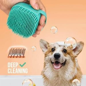 Soft Silicone <b>Pet</b> Cat Dog Grooming Massage Shampoo Bath <b>Brush</b> with Shampoo Container - Product Image 4