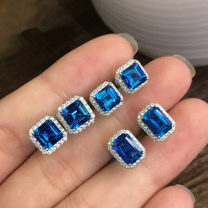 Fashion <strong>square</strong> Women's <strong>Earrings</strong> with Full <strong>Diamond</strong> Green Zircon <strong>Earring</strong> Jewelry Wholesale for Women Shop Wholesale NS94195 - Product Image 2
