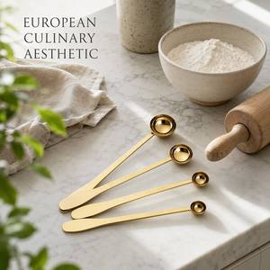 Minimalistisches Ringloses 18/10 Edelstahl Messlöffel-<span class=keywords><strong>Set</strong></span> mit Langem Griff und Tropfenform in <span class=keywords><strong>Gold</strong></span> für Europäische Boutique-Küchen und Geschenke - Product Image 5