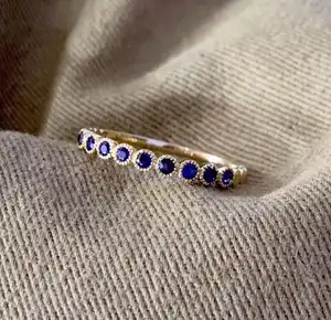 Wholesale Vintage Court Style Jewelry New Arrival Simple and elegant Natural Sapphire and Ruby 18K Solid Gold Ring