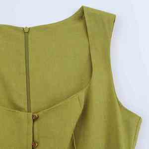 PB & ZA femmes 2025 été nouveau Chic mode lin MIDI Robe Vintage sans manches femmes robes Robe Mujer - Product Image 5