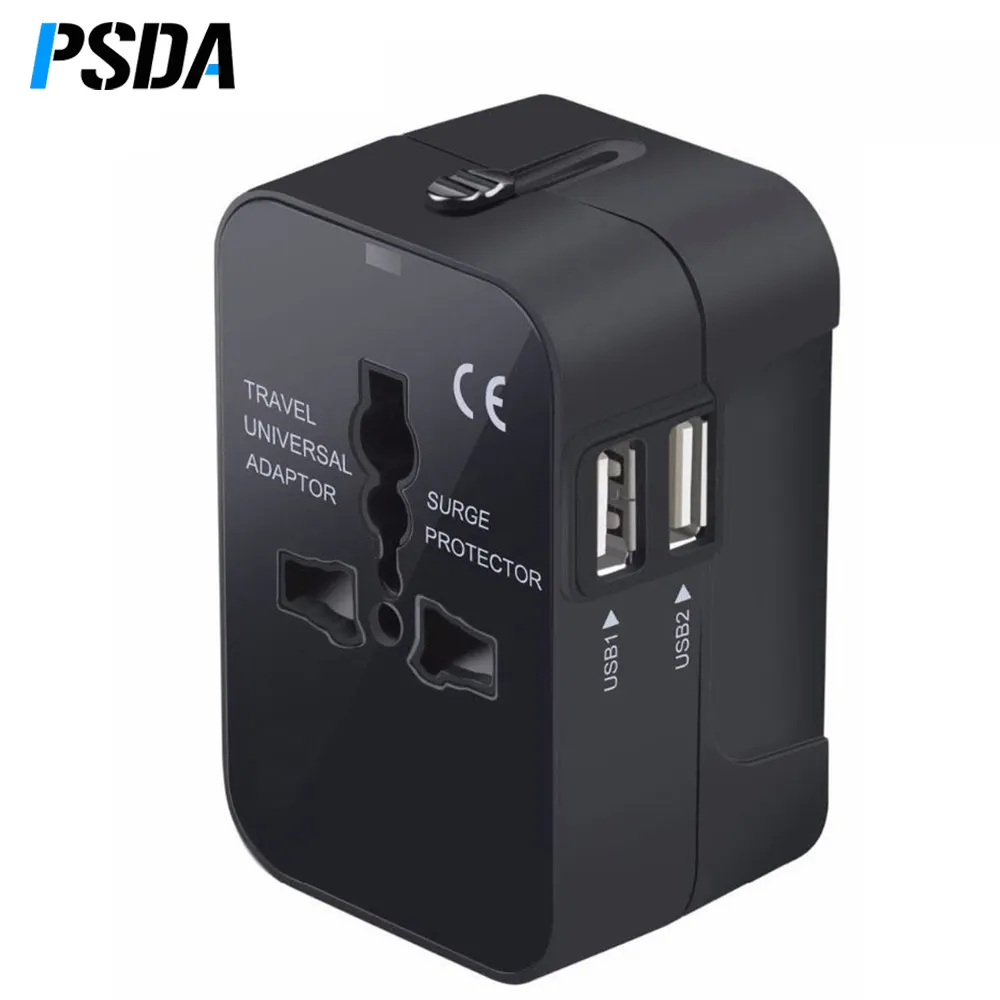 PSDA evrensel dünya çapında tüm bir telefon şarj cihazı seyahat duvar AC priz adaptörü ile çift USB şarj bağlantı noktaları abd ab U