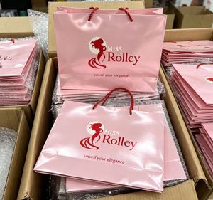 ถุงของขวัญรีไซเคิลพร้อมหูหิ้วเชือกริบบิ้น พิมพ์โลโก้ตามสั่ง สำหรับใส่เสื้อผ้าหรือสินค้าอื่นๆ - Product Image 5