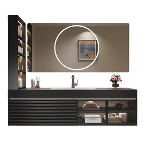 Light luxury minimalist style bathroom cabinet slate seamless ceramic integrated basin painted bathroom cabinet - Product Image 1