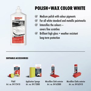 Cire et polissage pour voiture, couleur blanche, 500 ml, restauration et brillance protectrice tout-en-un pour voitures blanches - Product Image 2