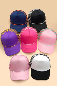 5 panneaux Instock logo personnalisé femmes hommes Sports de plein air casquette corde mousse maille à carreaux <span class=keywords><strong>OTTO</strong></span> camionneur chapeau - Product Image 2