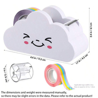 Vente directe usine – Nouveau kit de ruban adhésif Washi en plastique mignon, avec découpeur créatif en forme de nuage arc-en-ciel, compact et pratique pour l'école et le bureau des étudiants