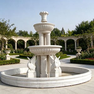 Fontana in Marmo Bianco Europeo Premium Personalizzata, Statua di Cigno Intagliata a Mano, Gioco d'Acqua per Giardino e Villa, Direttamente dalla Fabbrica - Product Image 1