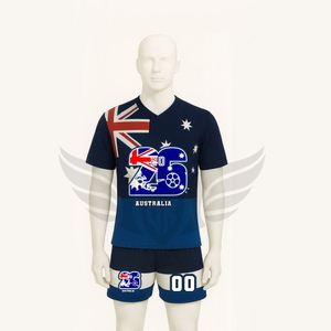 Ensemble maillot et short de supporter sur le thème de l'Australie, tenue de sport de football personnalisée, uniforme d'entraînement imprimé par sublimation - Product Image 2